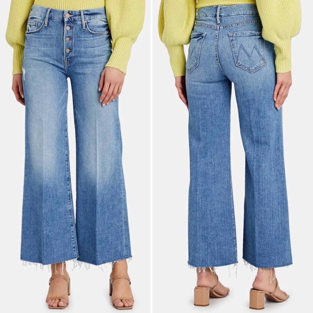 MOTHER Jeans The Pixie Roller Ankle Fray Sz 29 Lets Kick it EUC wide leg